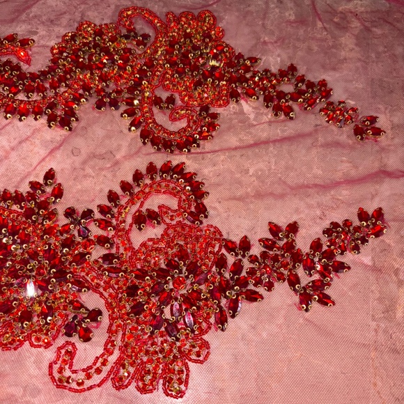 NWOT Shiny Rhinestone Pair Applique Patch for Prom Dress Belt Arts Crafts Sewing - Picture 8 of 10